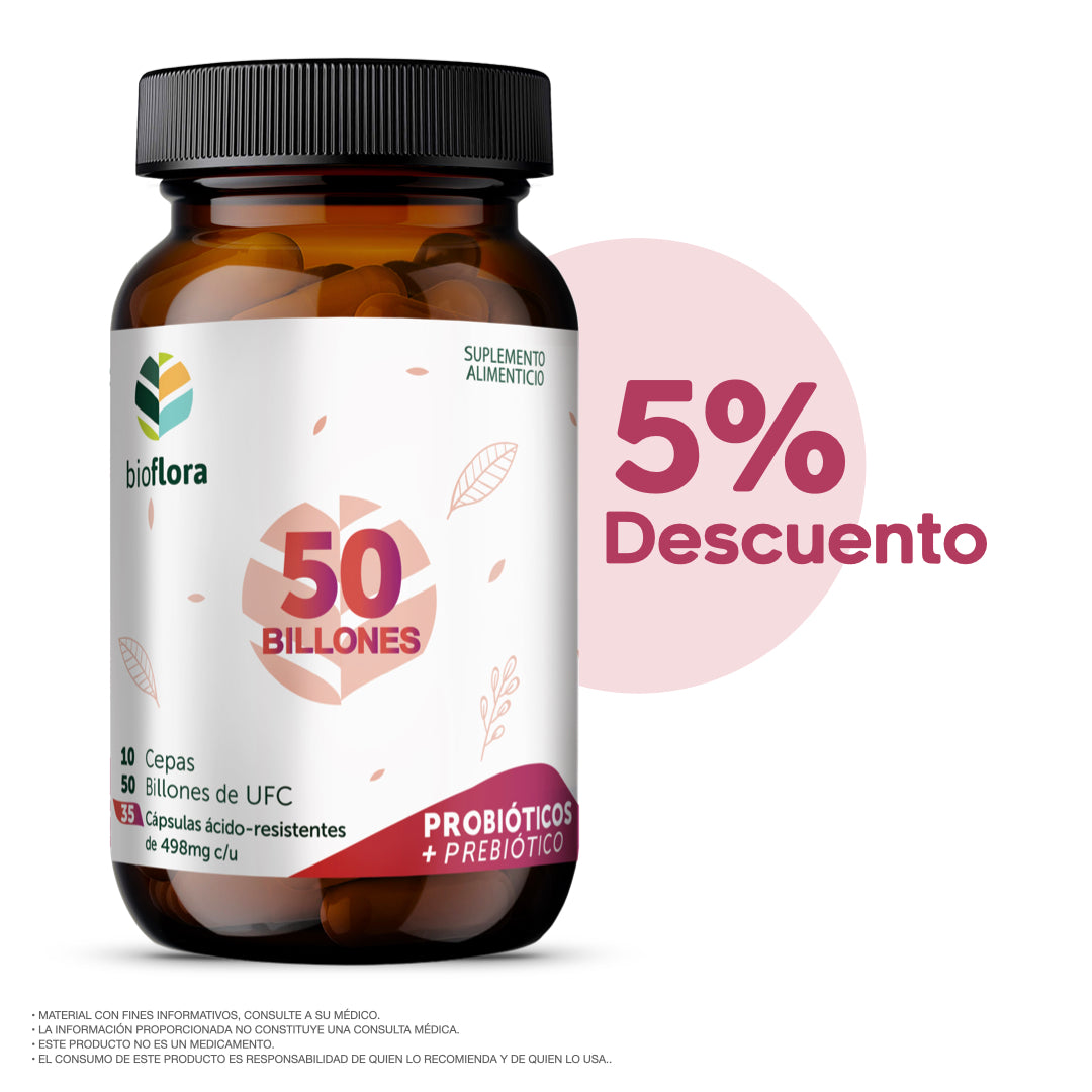 PROMOCIÓN: BIOFLORA / 50 BILLONES - 35 caps, 10 Cepas / 50 Billones de UFC