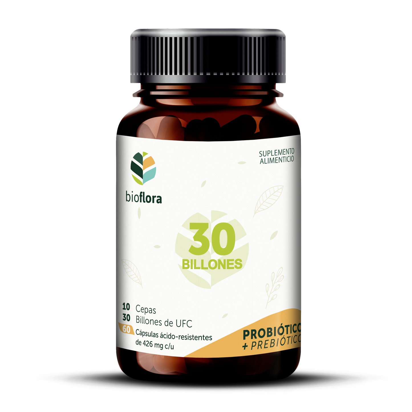 PROMOCIÓN: BIOFLORA / 30 BILLONES - Probióticos y Prebióticos, 60 cap, 10 cepas, 30 billones de UFC