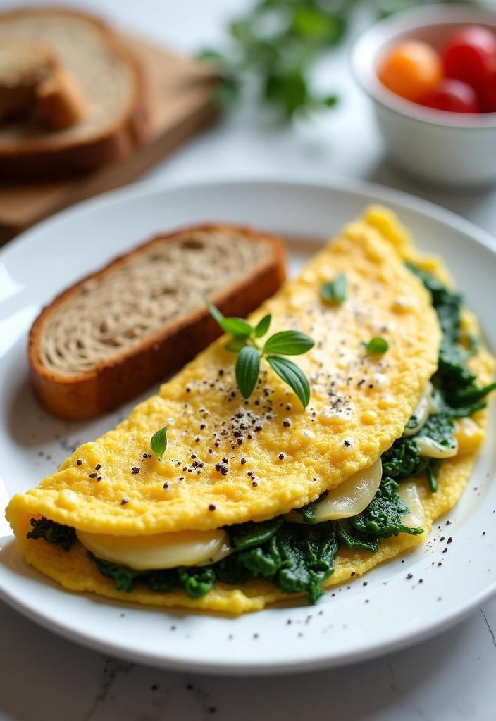 Omelette con espinacas: desayuno prebiótico para tu microbiota