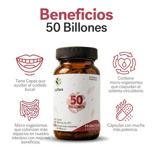 PROMOCIÓN: BIOFLORA / 50 BILLONES - 35 caps, 10 Cepas / 50 Billones de UFC