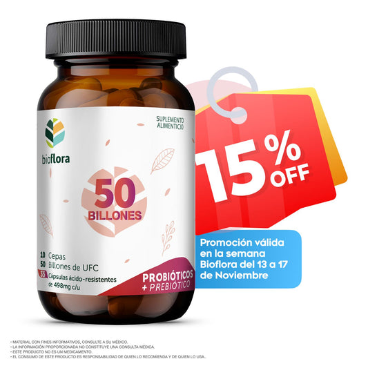 PROMOCIÓN: BIOFLORA / 50 BILLONES - 35 caps, 10 Cepas / 50 Billones de UFC