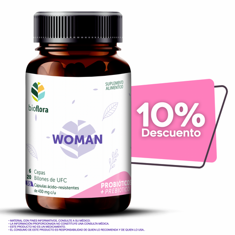 PROMOCIÓN: BIOFLORA / WOMAN - Probióticos y Prebióticos, 35 caps, 6 cepas, 20 billones UFC