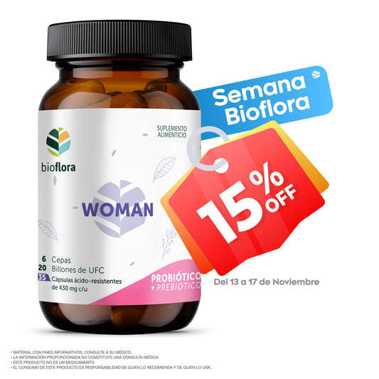 PROMOCIÓN: BIOFLORA / WOMAN - Probióticos y Prebióticos, 35 caps, 6 cepas, 20 billones UFC