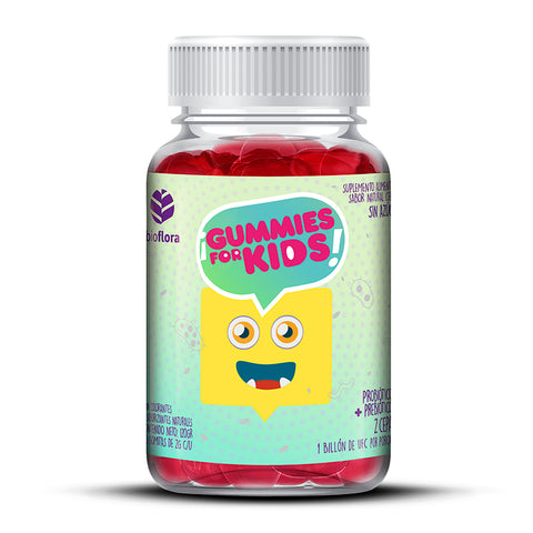 BIOFLORA / Gummies for Kids (niños) - Gomitas de Probióticos, 60 gomitas, 2 cepas, 1 billón de UFC