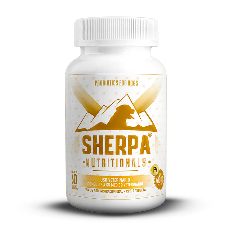 Sherpa Probióticos para Perro Probióticos y Prebióticos. 60 tabletas  10 cepas   4 billones UFC